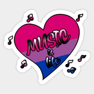 Music is life - Bisexual heart Sticker